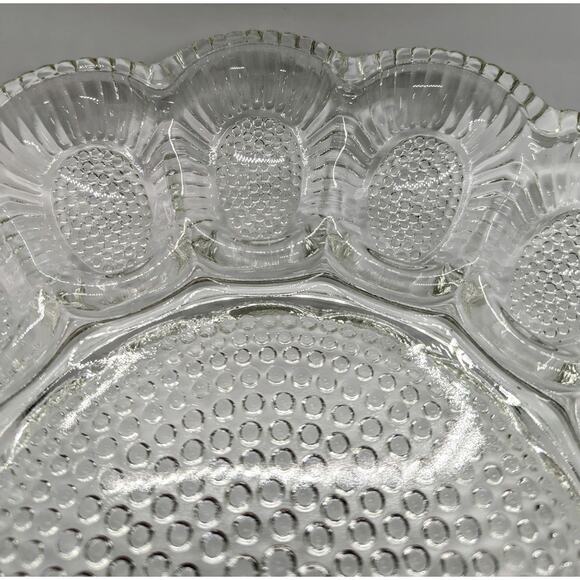 Thousand Eyes Hobnail Deviled Egg Plate, Indiana Glass Relish Plate Oyster Plate - Picture 5 of 6